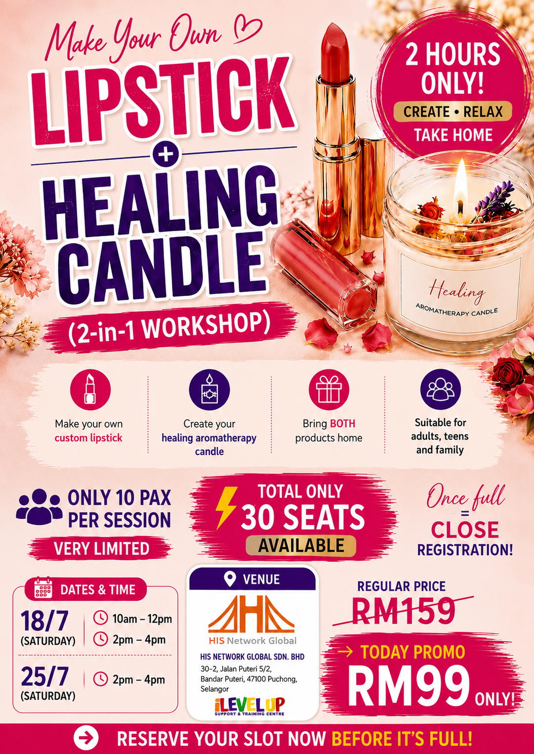 Lipstick + Healing Candle Workshop (2-in-1 Experience)